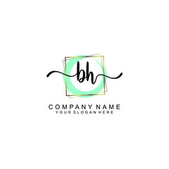 BH Initials handwritten minimalistic logo template vector