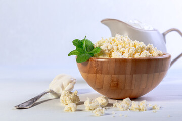 Cottage cheese with homemade sour cream.