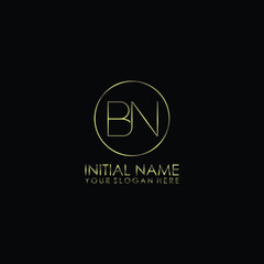 BN Initials handwritten minimalistic logo template vector