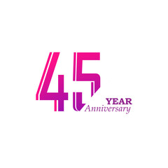 45 Years Anniversary Celebration Rainbow Color Vector Template Design Illustration