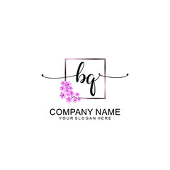 BQ Initials handwritten minimalistic logo template vector