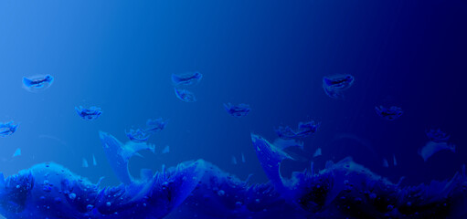 Fototapeta na wymiar Abstract background underwater scene with water bubbles