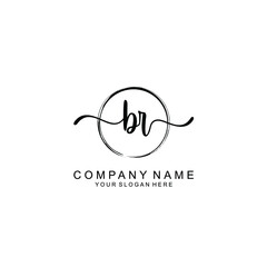 BR Initials handwritten minimalistic logo template vector
