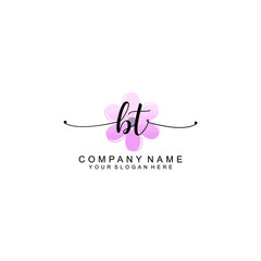 BT Initials handwritten minimalistic logo template vector
