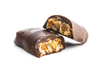 Chocolate bars with nuts filling.