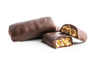 Chocolate bars with nuts filling.