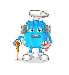 cleaning spray white haired old man. character vector