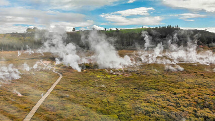 Aerial view of Rotorua Craters of the Moon, New Zealand