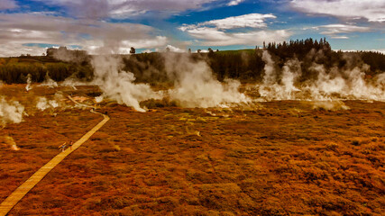 Aerial view of Rotorua Craters of the Moon, New Zealand