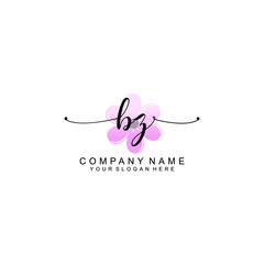 BZ Initials handwritten minimalistic logo template vector