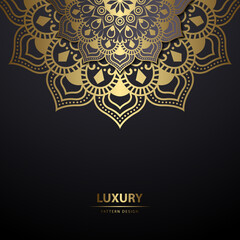 Luxury ornamental mandala design background in gold color