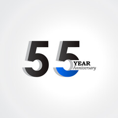 55 Years Anniversary Celebration Blue Color Vector Template Design Illustration