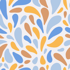 Fototapeta na wymiar Vector hand drawn seamless pattern cute design. Blue yellow brown beige colors.