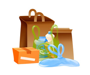 Composition of delivery bags and packages. Vector
