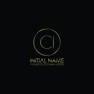CI Initials handwritten minimalistic logo template vector