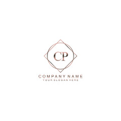 CP Initials handwritten minimalistic logo template vector