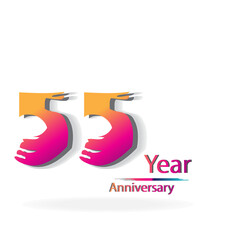 55 Years Anniversary Celebration Rainbow Color Vector Template Design Illustration