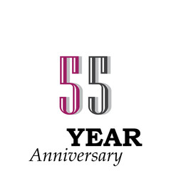 55 Years Anniversary Celebration Rainbow Color Vector Template Design Illustration