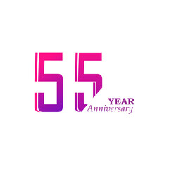 55 Years Anniversary Celebration Rainbow Color Vector Template Design Illustration