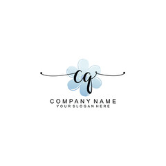 CQ Initials handwritten minimalistic logo template vector