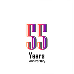 Obraz premium 55 Years Anniversary Celebration Rainbow Color Vector Template Design Illustration