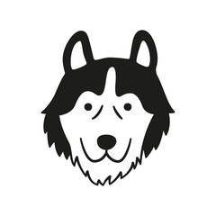 Cute husky face. Dog head icon. Hand drawn isolated vector illustration in doodle style on white background © Elena Pimukova