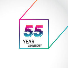 55 Years Anniversary Celebration Rainbow Color Vector Template Design Illustration