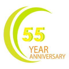 55 Years Anniversary Celebration Yellow Color Vector Template Design Illustration