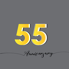 55 Years Anniversary Celebration Yellow Color Vector Template Design Illustration