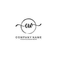 CW Initials handwritten minimalistic logo template vector