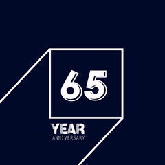 65 Years Anniversary Celebration Blue Color Vector Template Design Illustration