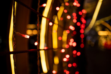 Decorative lights on the bridge at night