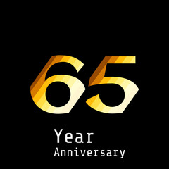 65 Years Anniversary Celebration Gold Black Background Color Vector Template Design Illustration