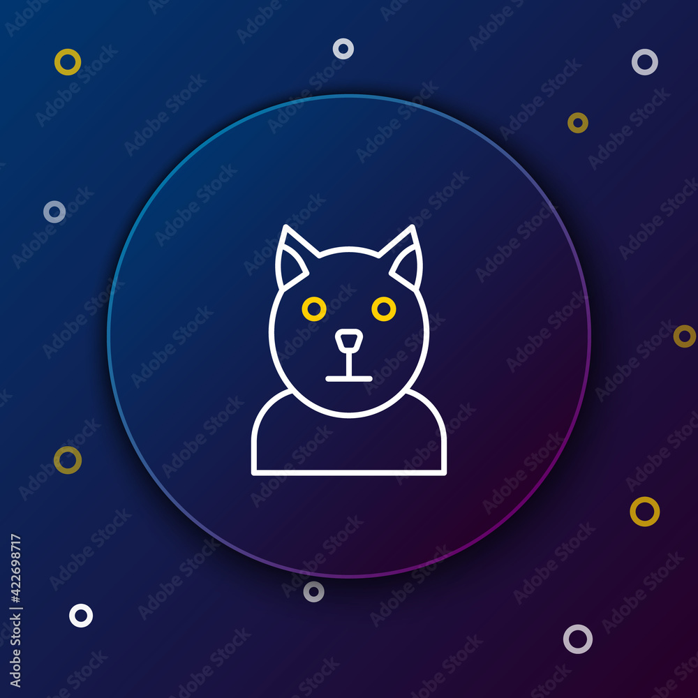 Poster Line Cat icon isolated on blue background. Animal symbol. Colorful outline concept. Vector