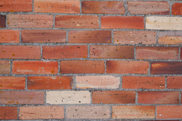 Brick home wall of red color retro ancient vintage texture background