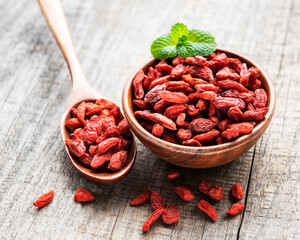 Dry red goji berries for a healthy diet.