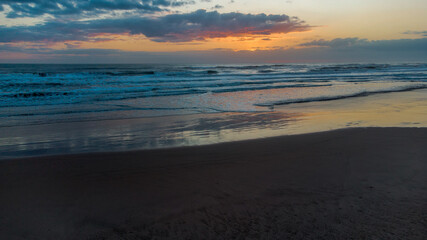 Fototapeta na wymiar Sun and beach, sunrise on the beach of Gandia