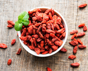 Dry red goji berries for a healthy diet.