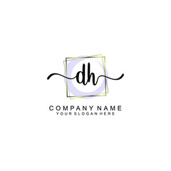 DH Initials handwritten minimalistic logo template vector