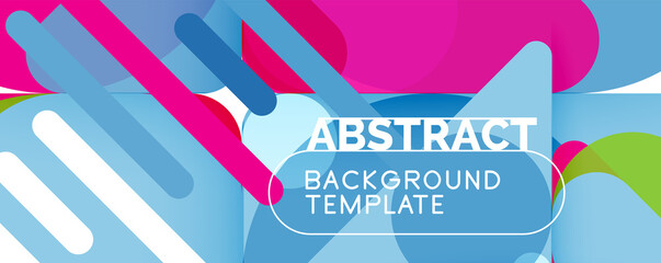 Flat geometric round shapes and dynamic lines, abstract background. Vector illustration for placards, brochures, posters and banners