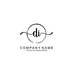 DI Initials handwritten minimalistic logo template vector