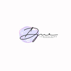 DJ Initials handwritten minimalistic logo template vector