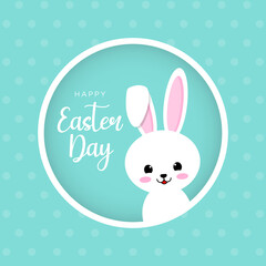 Illustration vector graphic of perfect for happy easter day, rabbit, egg, background, template, Colorful Happy Easter greeting cards with rabbits