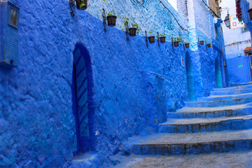 Blue streets of the city of Chaouen in Morocco