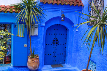 Blue gates of the city of Chaouen in Morocco