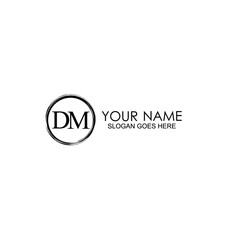 DM Initials handwritten minimalistic logo template vector