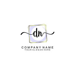 DN Initials handwritten minimalistic logo template vector