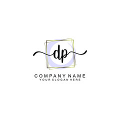 DP Initials handwritten minimalistic logo template vector