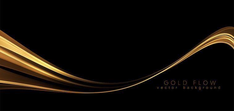 Abstract shiny color gold wave luxury background