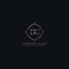 DU Initials handwritten minimalistic logo template vector